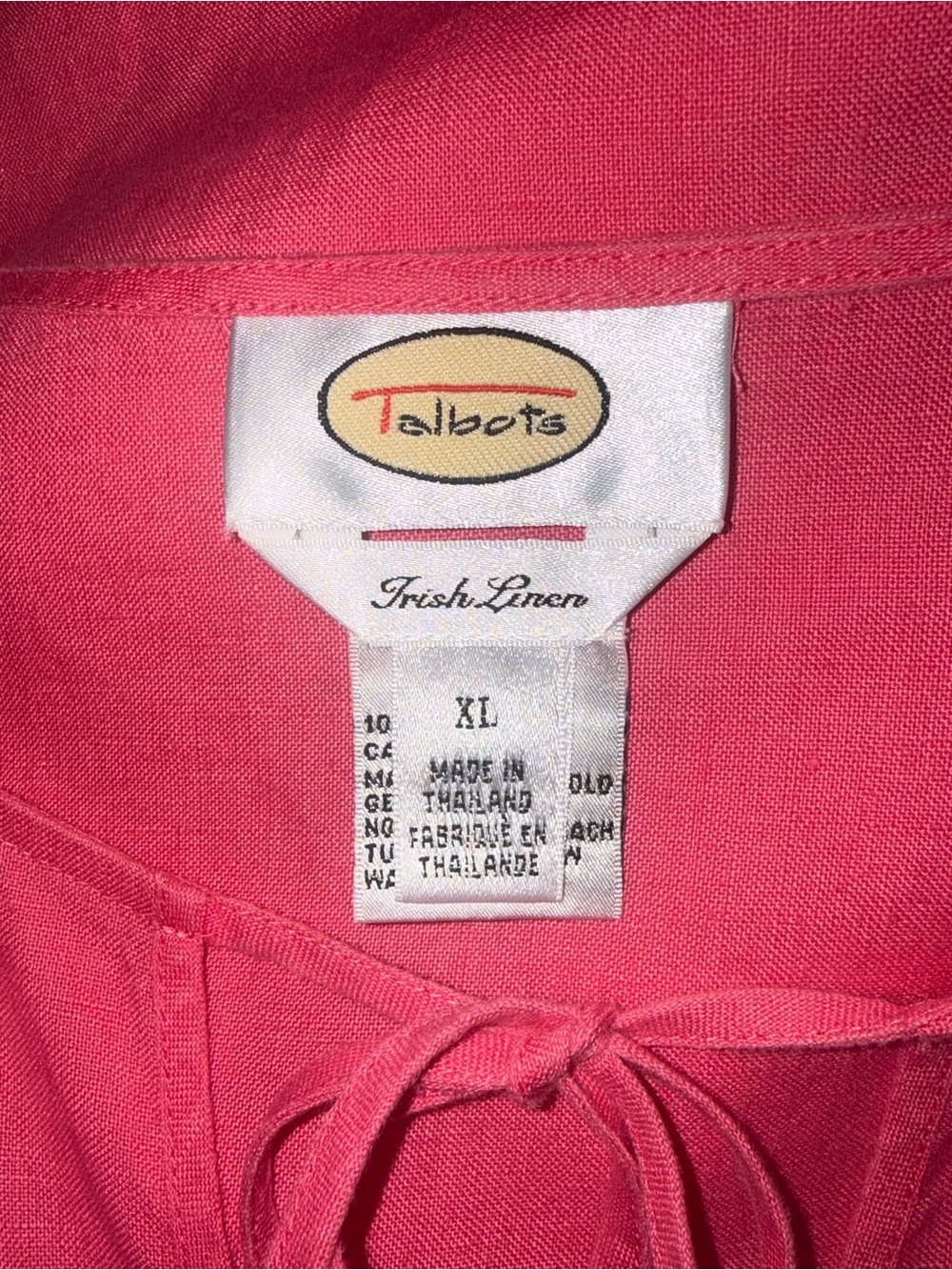 Talbots Bright Coral Tie-Neck Tunic - Picture 8 of 9